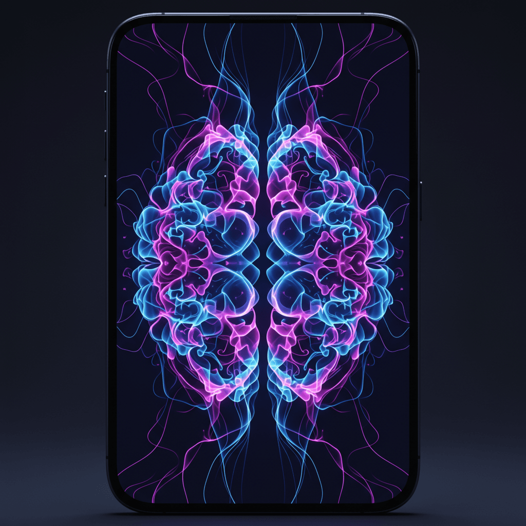 Abstract neural network interface on a smartphone screen