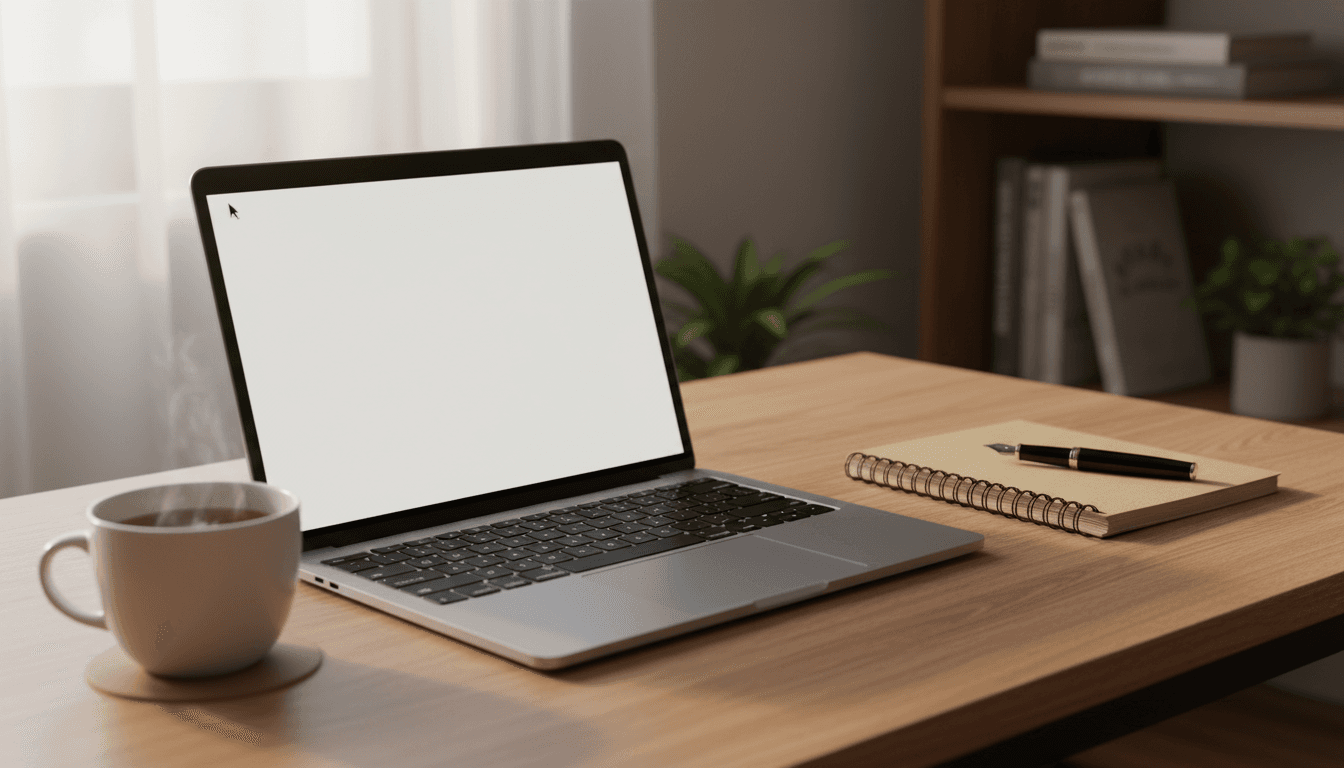 Content writing desk with notebook