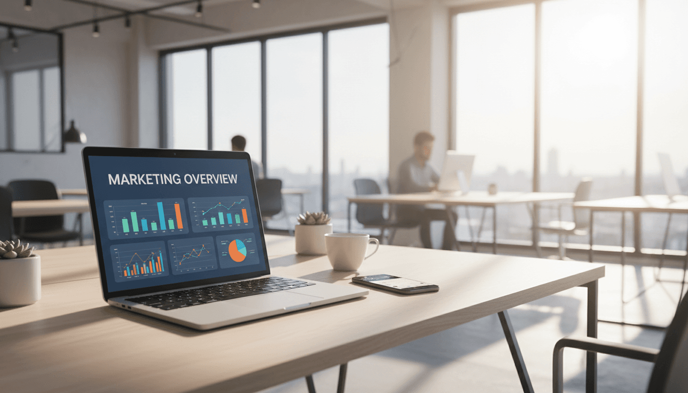 Digital marketing analytics on laptop